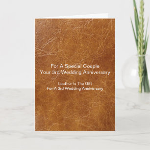 Leather Pattern 3rd Wedding Anniversary Card