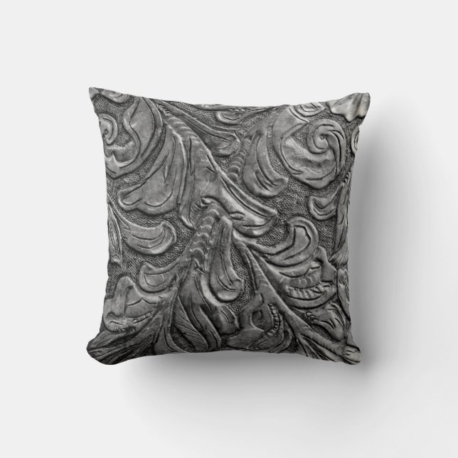 Leather Pattern Western Wedding Throw Pillow (Front)