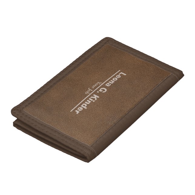 Leather | Personalized Name & Profession Trifold Wallet (Top)