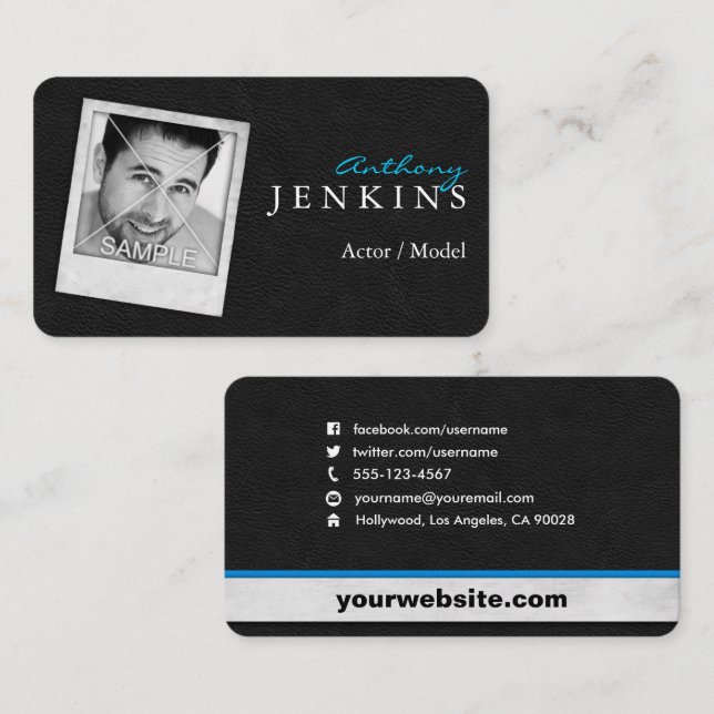 Leather Photo Frame Actor Business Cards (Front/Back)