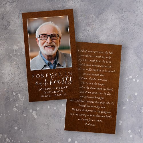Leather Photo Funeral Memorial Prayer Card