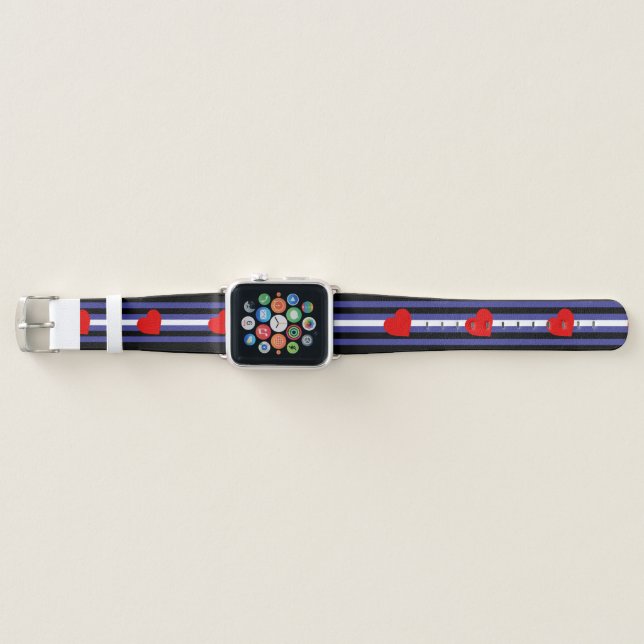 Leather Pride Flag and Heart Apple Watch Band (Front)