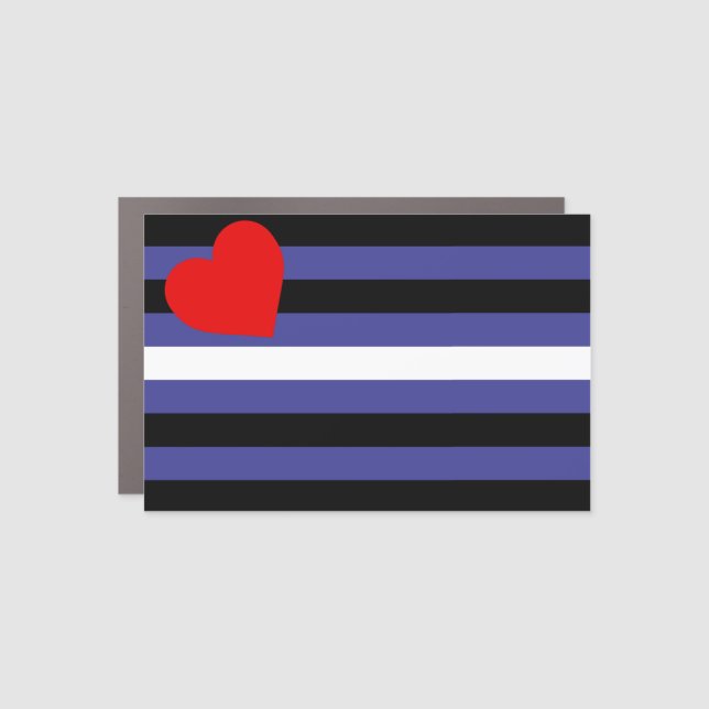 Leather Pride Flag and Heart Car Magnet (Front)