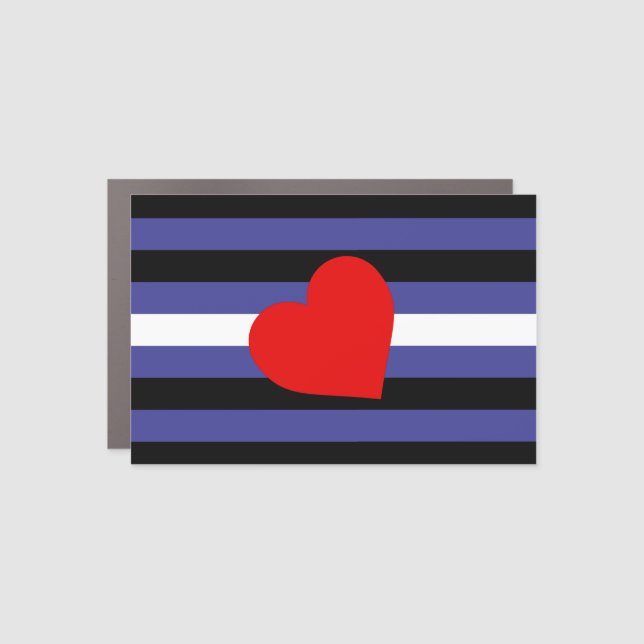 Leather Pride Flag and Heart Car Magnet (Front)