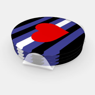 Leather Pride Flag and Heart Coaster Set
