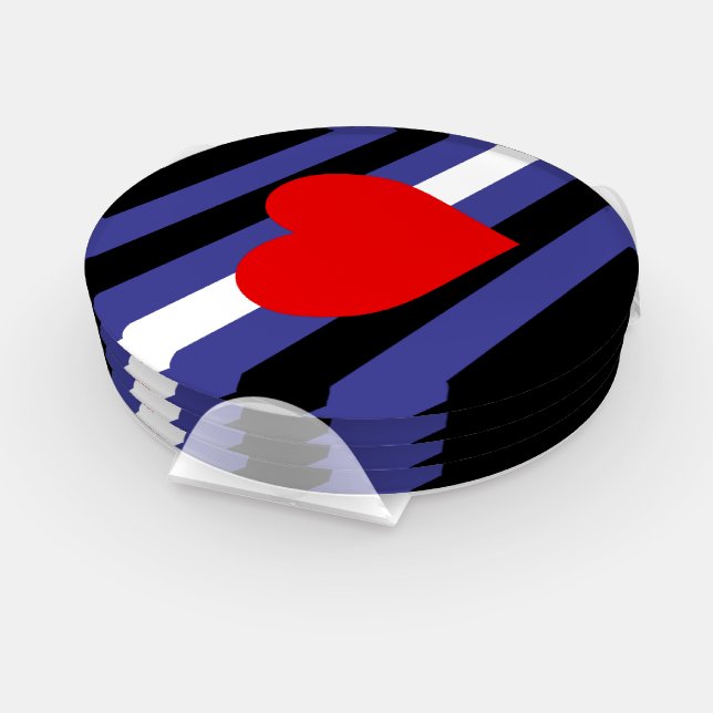 Leather Pride Flag and Heart Coaster Set (Set)