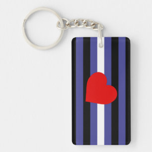 Leather Pride Flag and Heart Keychain