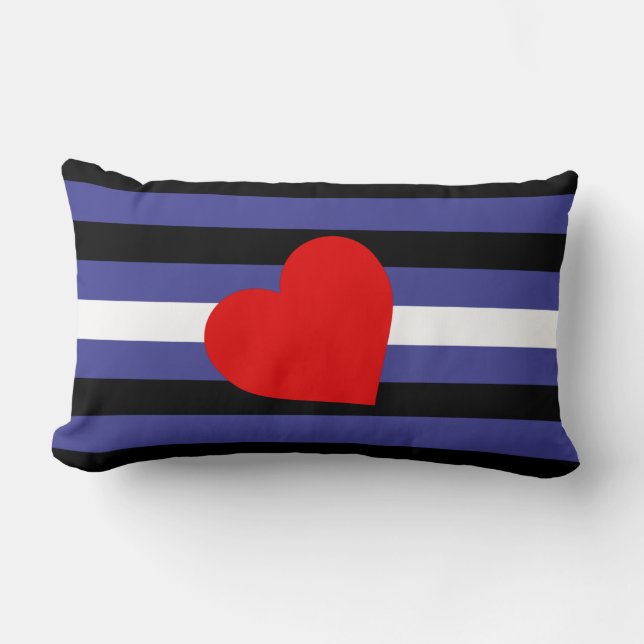 Leather Pride Flag and Heart Lumbar Pillow (Front)