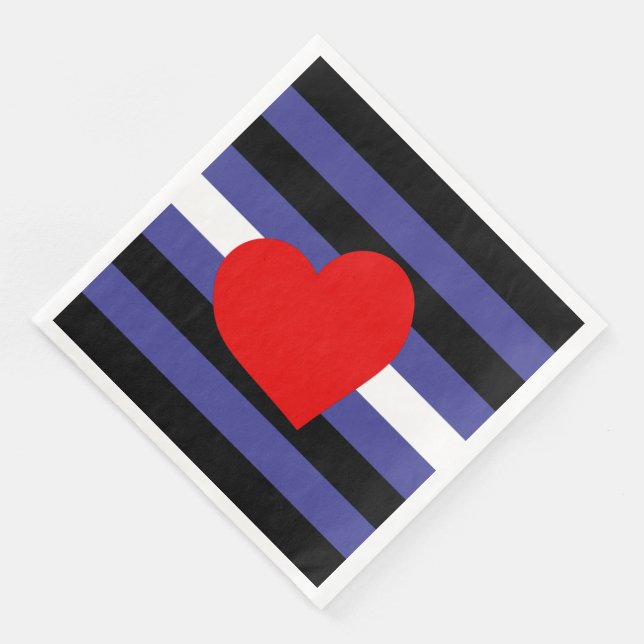 Leather Pride Flag and Heart Paper Dinner Napkins (Corner)