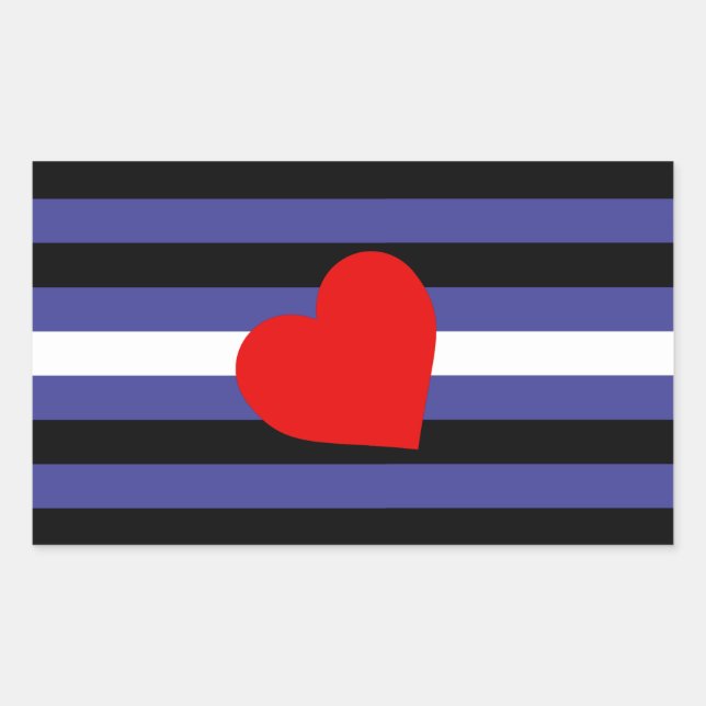 Leather Pride Flag and Heart Rectangular Sticker (Front)