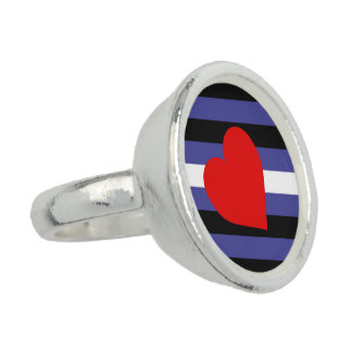 Leather Pride Flag and Heart Ring