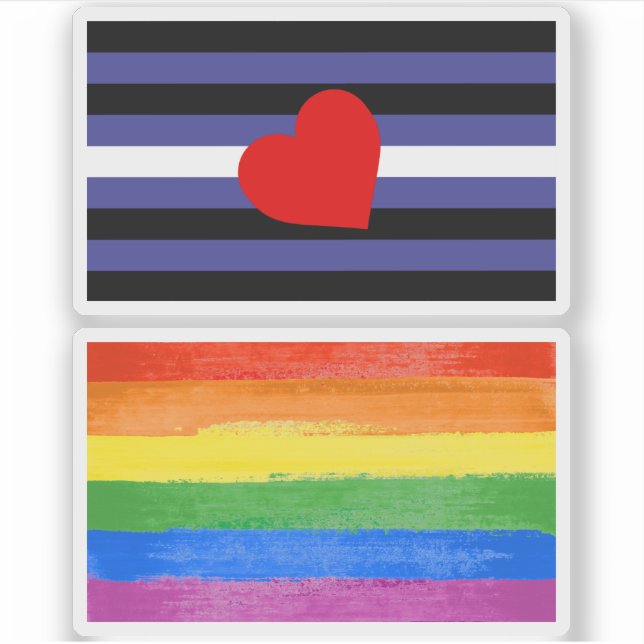 Leather Pride Flag and Heart Sticker (Front)