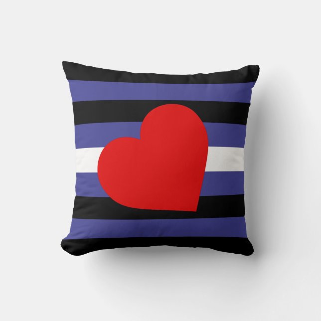 Leather Pride Flag and Heart Throw Pillow (Front)