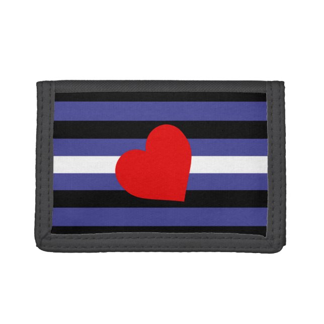 Leather Pride Flag and Heart Tri-fold Wallet (Front)