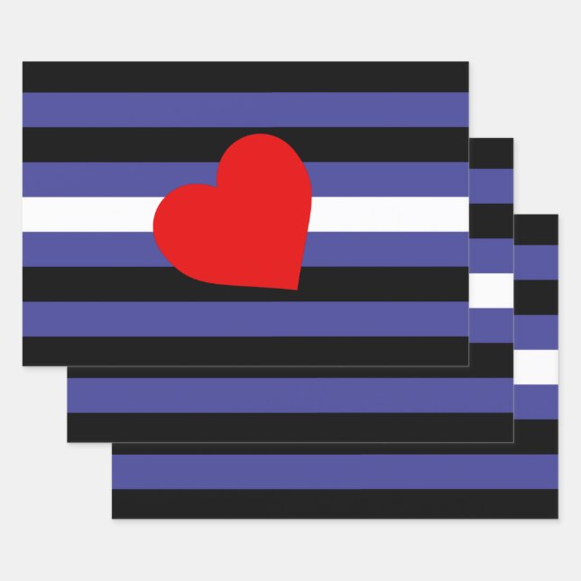 Leather Pride Flag and Heart Wrapping Paper Sheets (Set)