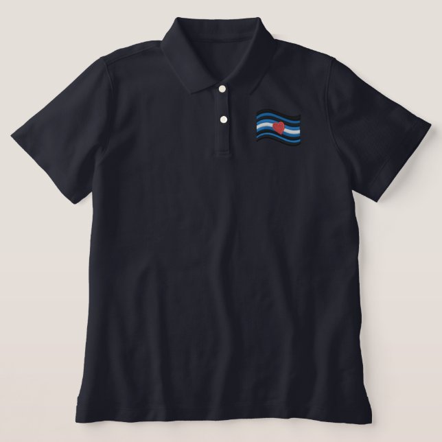 Leather Pride Flag Embroidered Polo Shirt (Design Front)