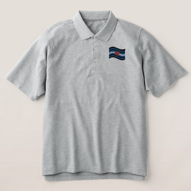 Leather Pride Flag Embroidered Polo Shirt (Design Front)