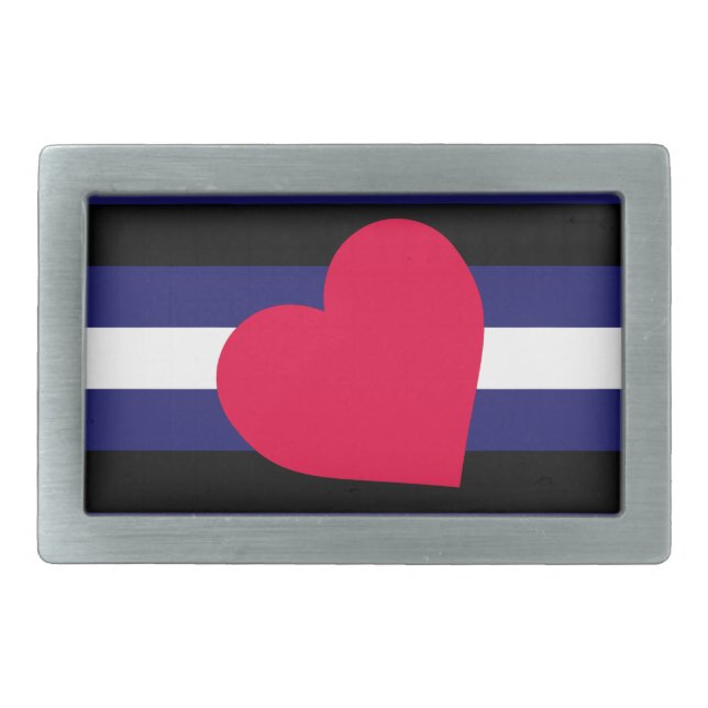 LEATHER PRIDE FLAG STRIPES DESIGN RECTANGULAR BELT BUCKLE (Front)