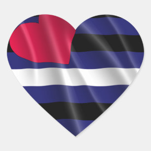 LEATHER PRIDE FLAG WAVY DESIGN HEART STICKER