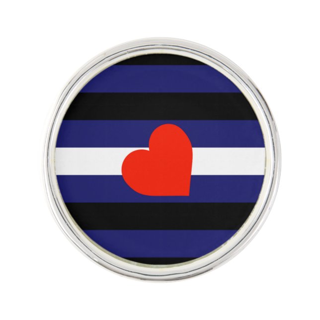 LEATHER PRIDE STRIPED HEART HORIZONTAL - 2014 PRID PIN (Front)