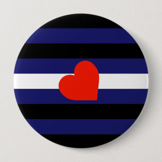 LEATHER PRIDE STRIPED HEART HORIZONTAL - 2014 PRID PINBACK BUTTON