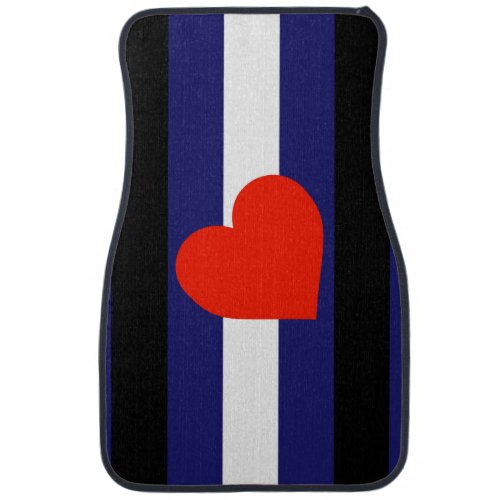 LEATHER PRIDE STRIPED HEART VERTICAL _ 2014 PRIDE CAR FLOOR MAT