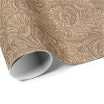Leather Print Brown Western Tooled Leather Wrapping Paper