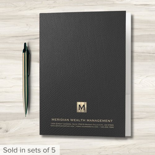 Leather Print Gold Financial Planner Pocket Folder