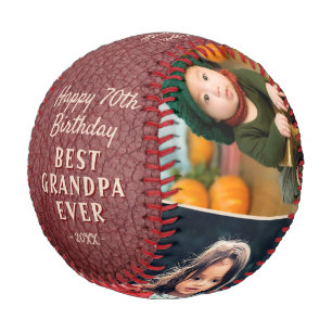 Leather Print Happy Birthday Grandpa 3 Photos  Baseball