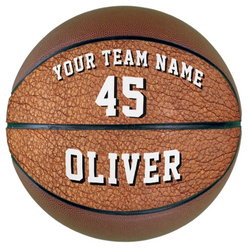 Leather Print Player Name Team Number Basketball - Custom Leather Print Player Name Team Number Basketball. Personalize it with your team name, number and player name. The design has a leather print - the leather details are simulated on the design. A great keepsake to remember your favorite sport. A perfect gift for basketball players, teammates, coaches,...