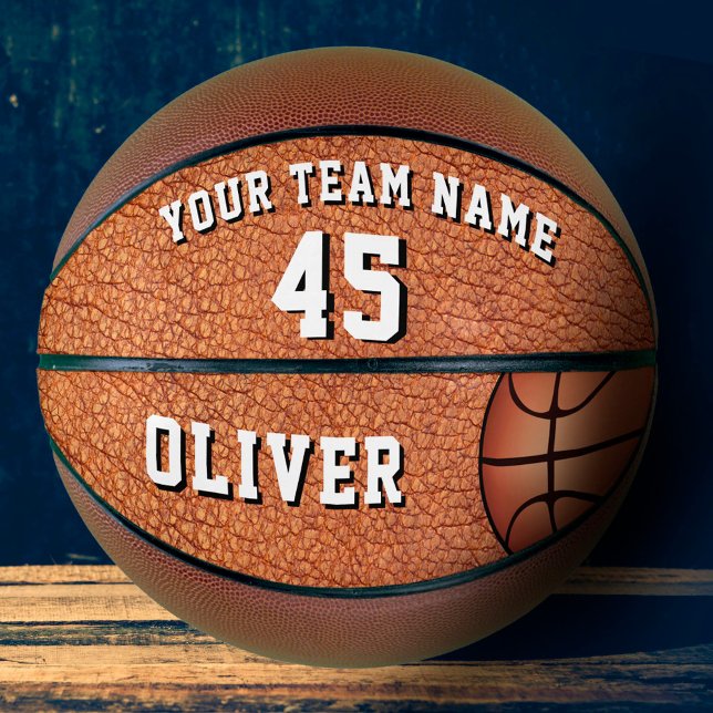 Leather Print Player Name Team Number Basketball (Creator Uploaded)