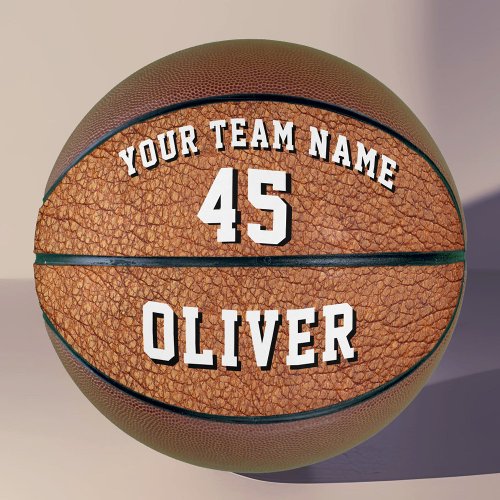 Leather Print Player Name Team Number Basketball