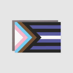Leather Progress Pride Stripes Car Magnet