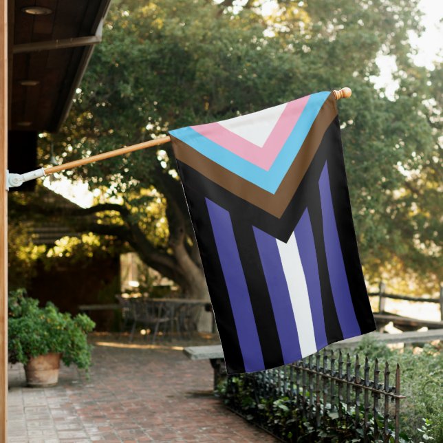 Leather Progress Pride Stripes House Flag (In SItu)