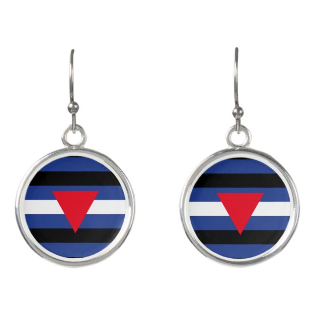 Leather Queer Pride Flag Earrings (Front)