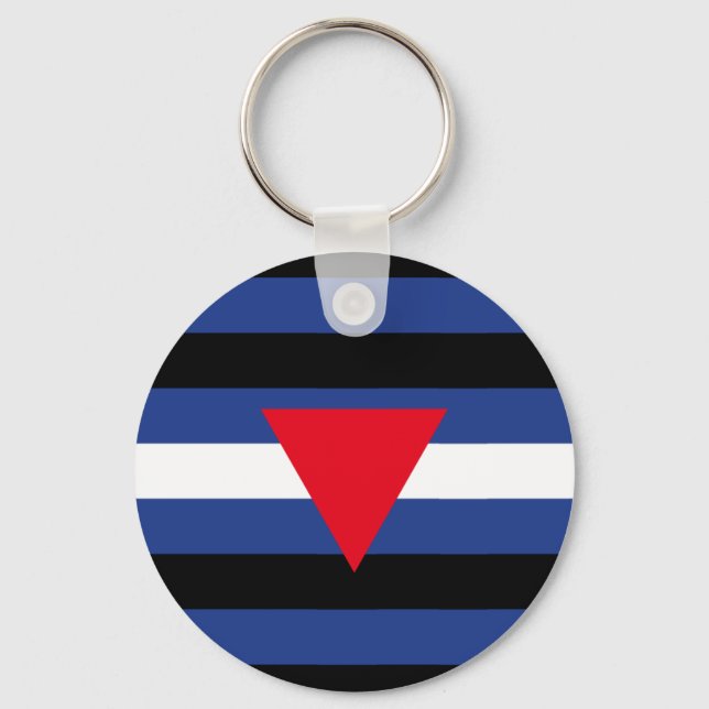 Leather Queer Pride Flag Keychain (Front)