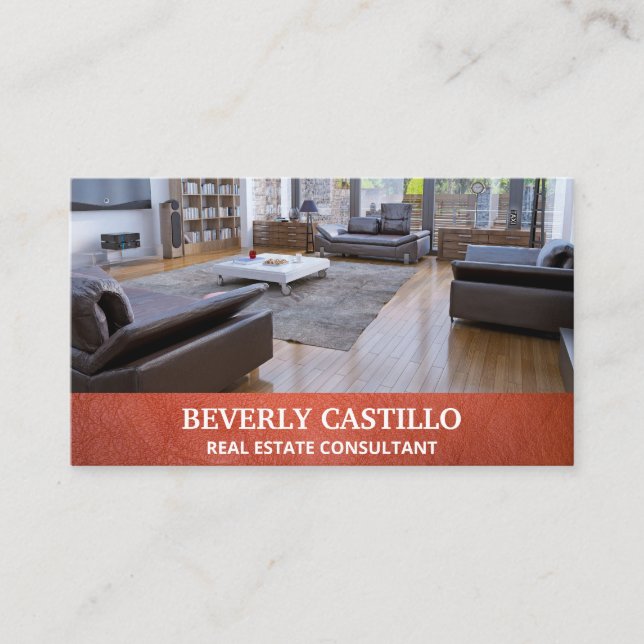 Leather Real Estate | Realtor Agent | Interior Business Card (Front)