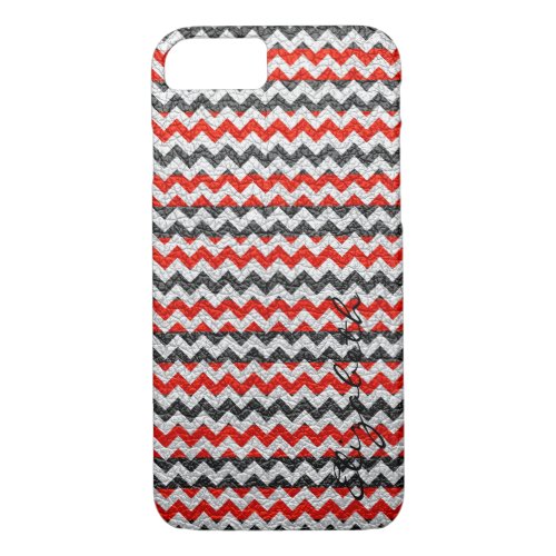 Leather Red Chevron Stripes Pattern iPhone 87 Case