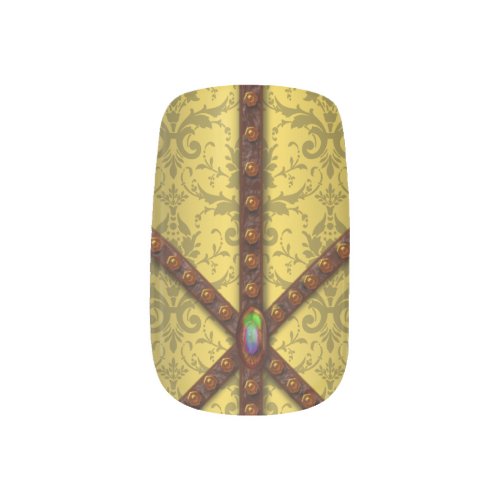 Leather Rivets and Lace Steampunk Pale Marigold Minx Nail Wraps