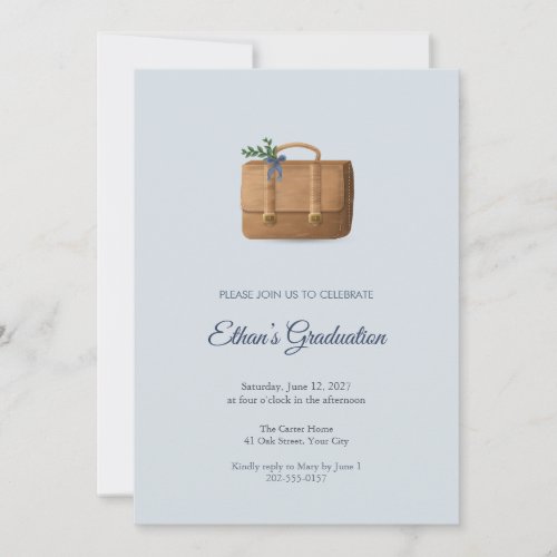 Leather Satchel Graduation Party Invitation