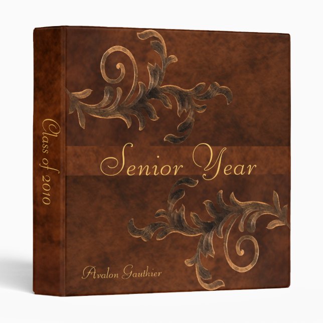 Leather Scroll Graduation Class of Senior Binder (Front/Spine)
