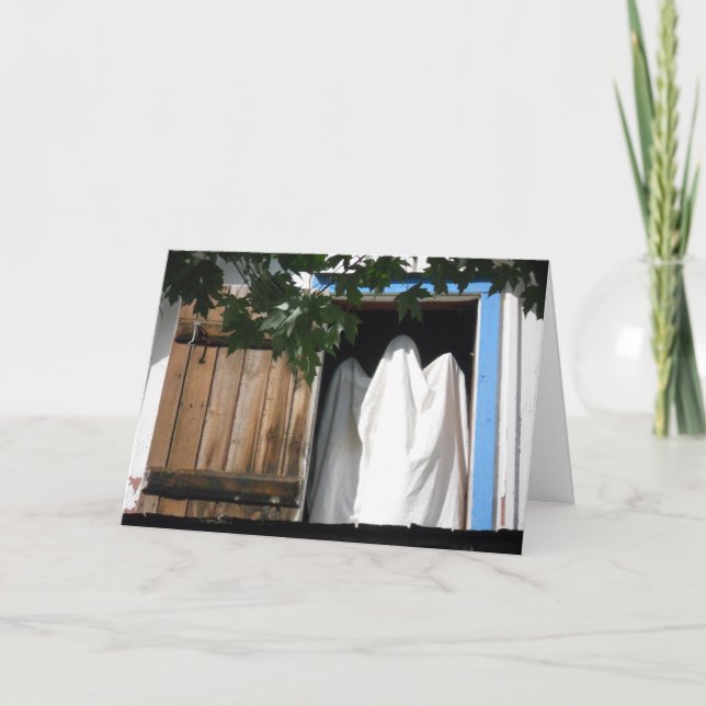 “Leather Shop Ghost" Hallowe’en Card #1 (Front)