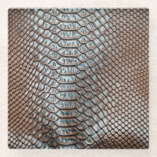 Leather skin, textured background glass coaster