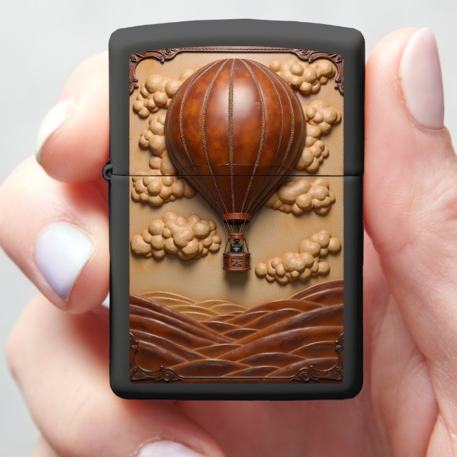 Leather Sky Voyage Cloud Drifter Zippo Lighter (In Hand)