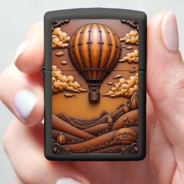 Leather Sky Voyage Rolling Horizon Zippo Lighter (In Hand)