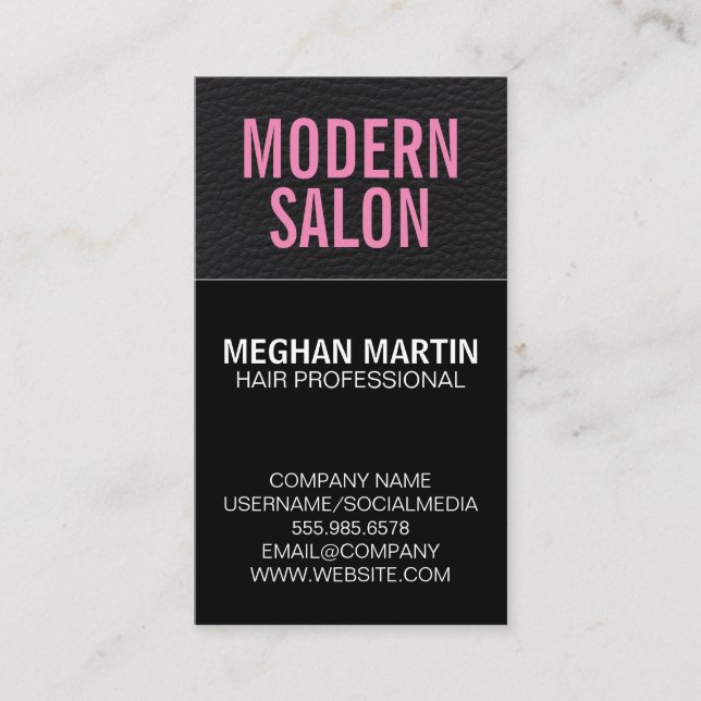 Leather Sleek Black Business Card (Front)