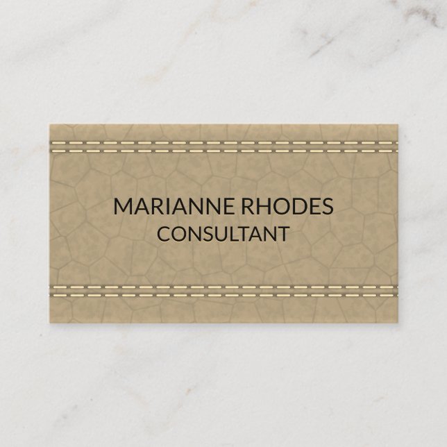 Leather Stitched Background Business Card (Front)