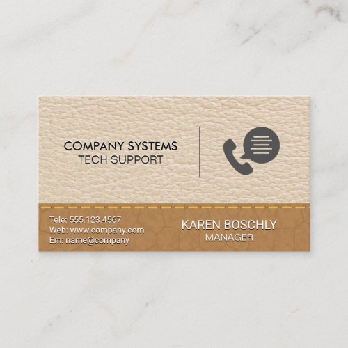 Leather  Stitched Brown Leather Background Business Card