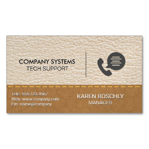 Leather Stitched Brown Leather Background Business Card Magnet