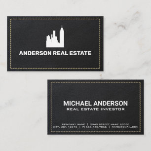 Leather Stitched Real Estate Agent Business Card